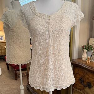 Ultra Pink Ivory Lace Top